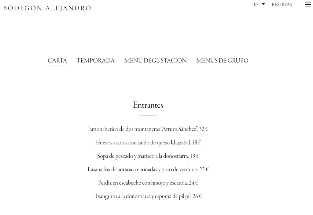 menu